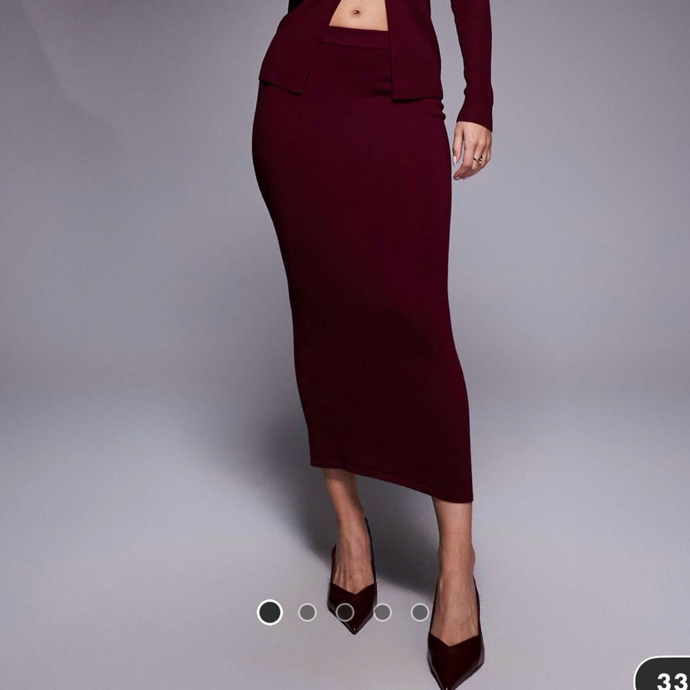 ASOS Kaiia Deep Burgundy Knit Maxi Skirt